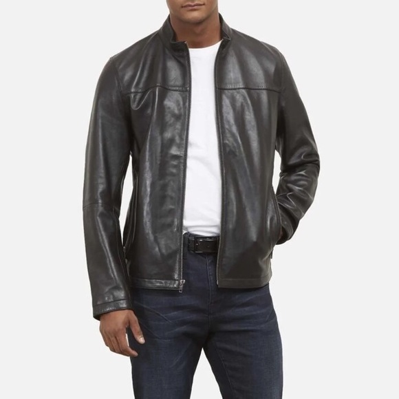 Men's Keneth Cole Black Leather Jacket - Picture 1 of 8